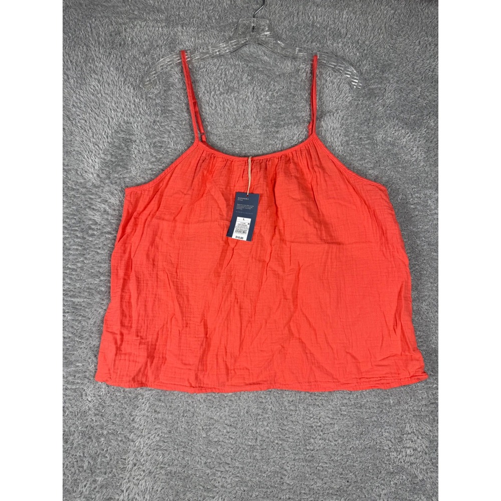 Universal Thread Cami Tank Womens L Coral NEW Gauze Adjustable Strap Boho Top